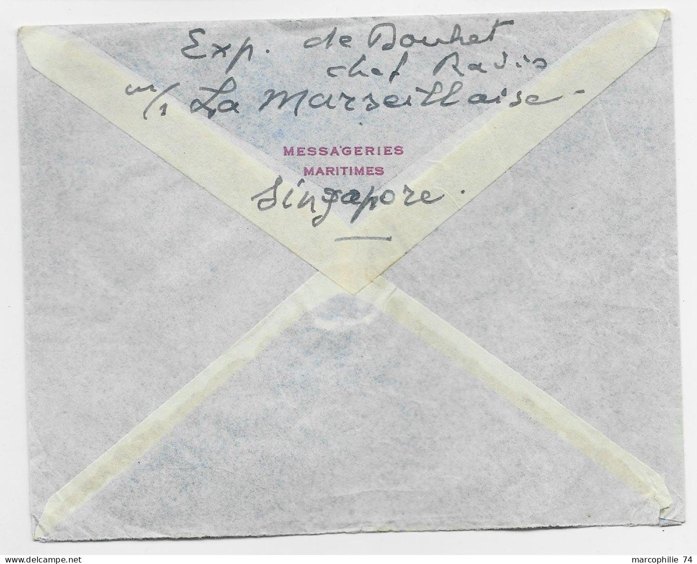 MALAYA SINGAPORE 50C+20C+10C LETTRE COVER AVION SINGAPORE 1954 TO FRANCE - Singapour (...-1959)