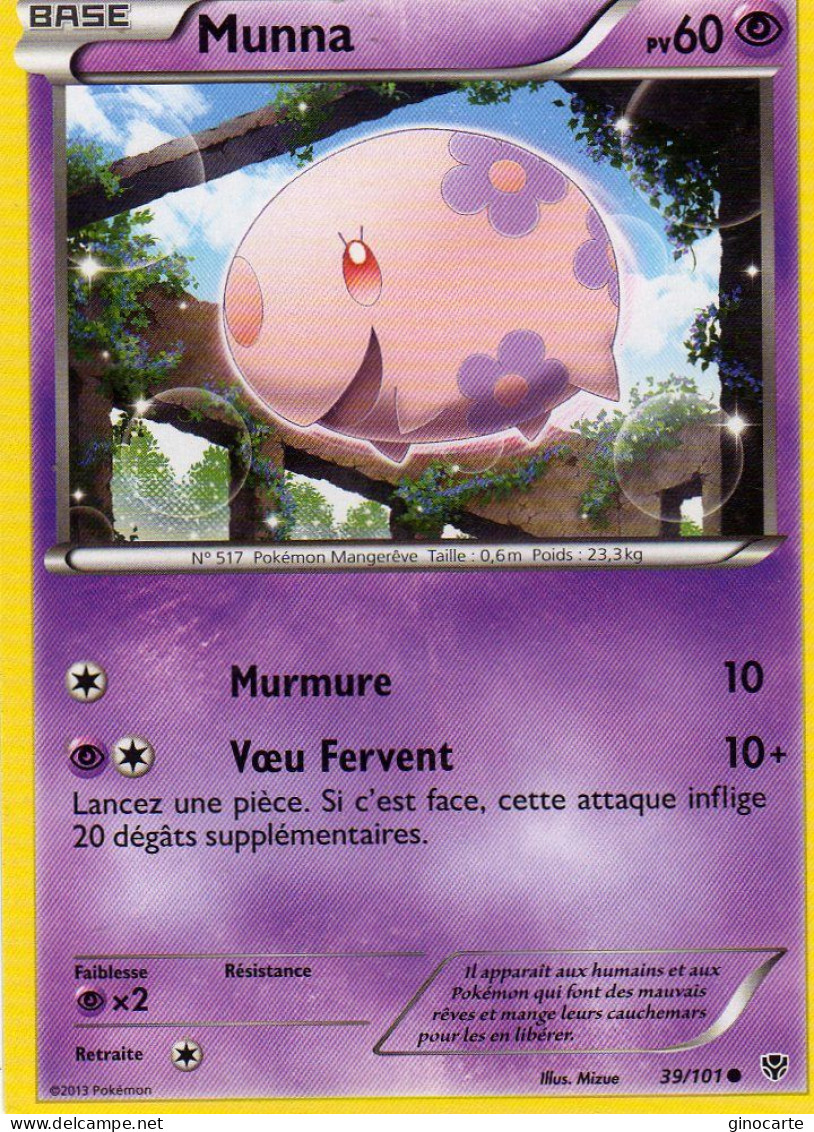 Carte Pokemon 39/101 Munna 60pv 2013 - Autres & Non Classés