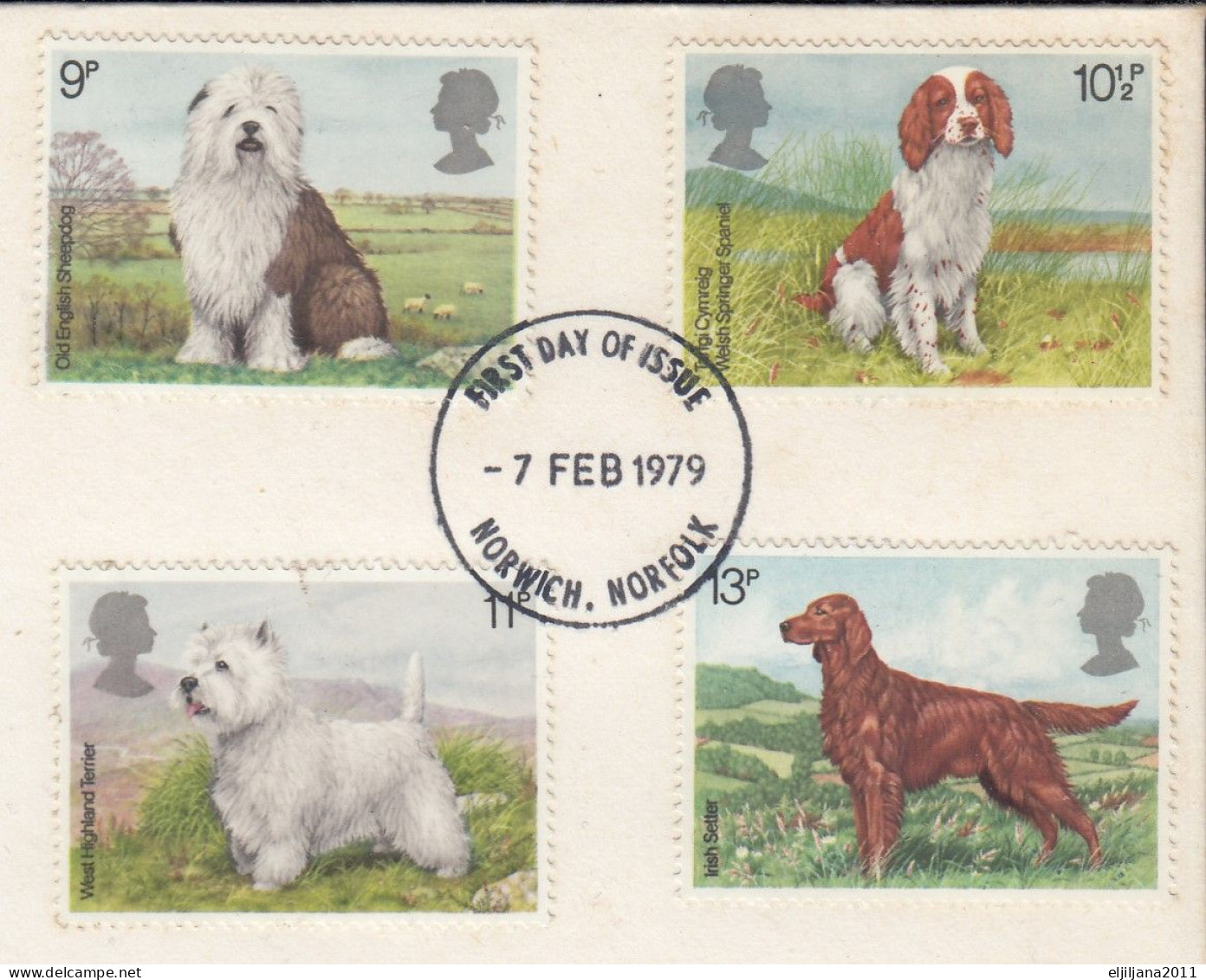 Great Britain GB 1979 QEII / Norwich Norfolk ⁕ British DOGS Mi.781-784 ⁕ FDC Cover Traveled - 1971-1980 Decimale  Uitgaven