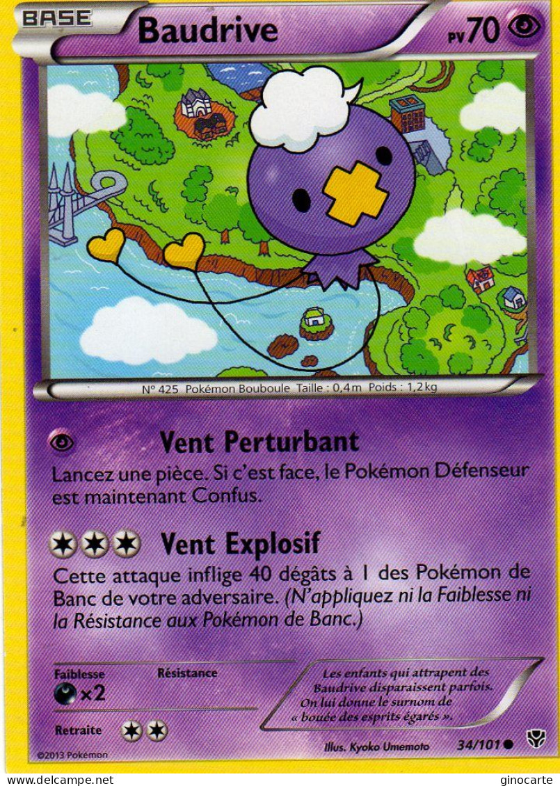 Carte Pokemon 34/101 Baudrive 70pv 2013 - Autres & Non Classés