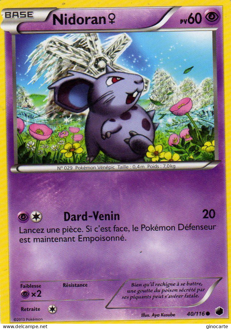 Carte Pokemon 40/116 Nidoran 60pv 2013 - Altri & Non Classificati