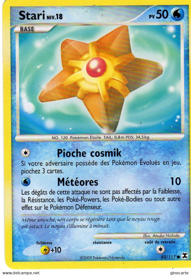 Carte Pokemon 83/111 Stari 50pv 2009 - Otros & Sin Clasificación