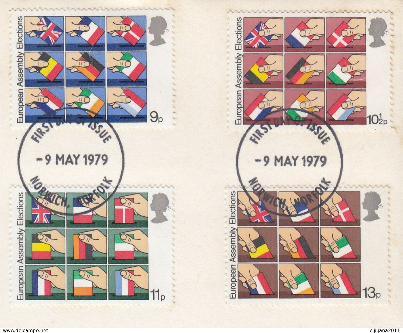 Great Britain GB 1979 QEII / Norwich Norfolk ⁕ EUROPEAN PARLIAMENT Mi.789-792 ⁕ FDC Cover Traveled - 1971-1980 Decimal Issues