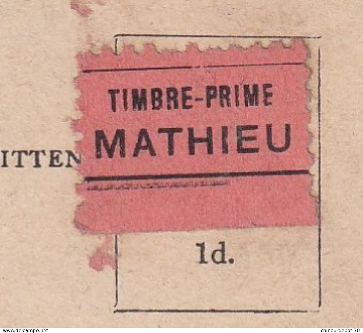 On The Lee Cork Avec Vignette Timbre Prime Mathieu - Enteros Postales