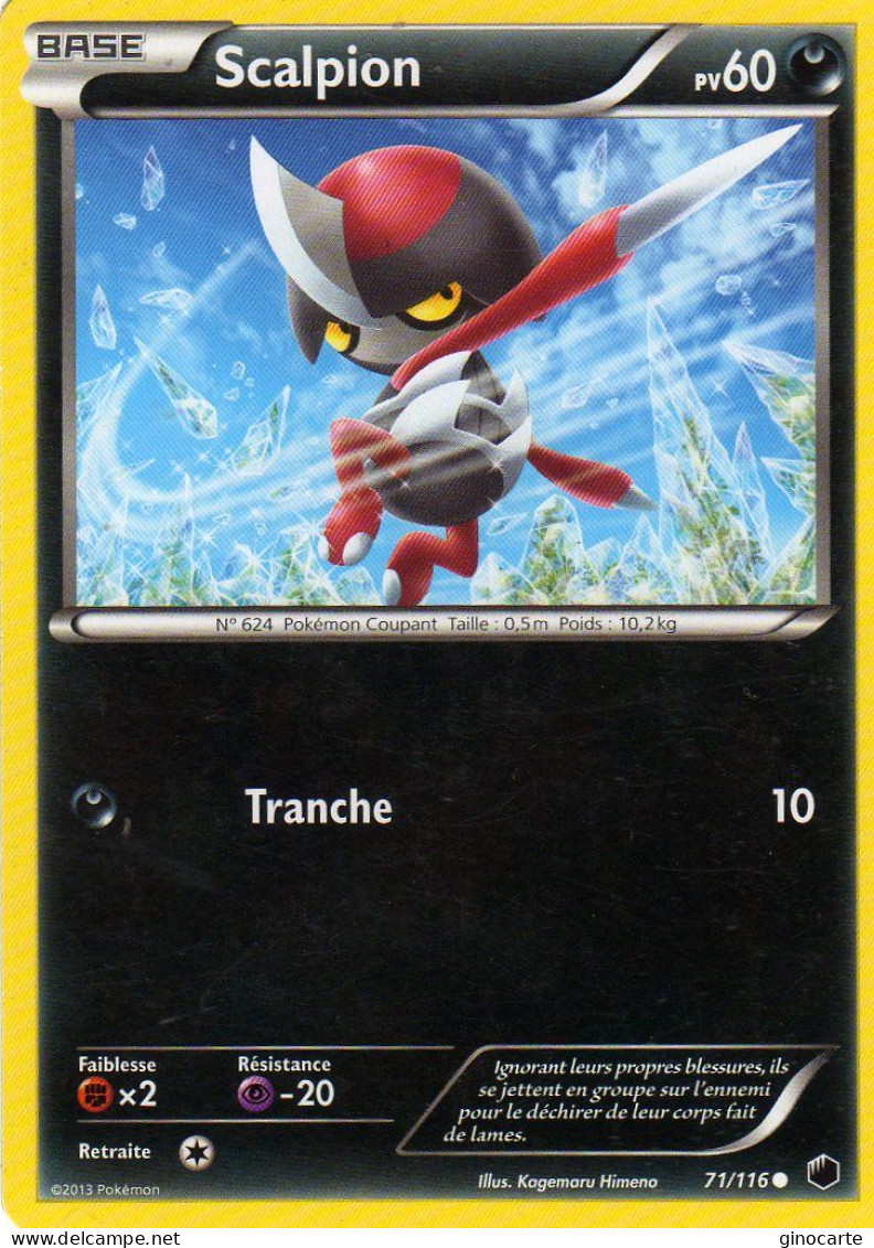 Carte Pokemon 71/116 Scalpion 60pv 2013 - Autres & Non Classés