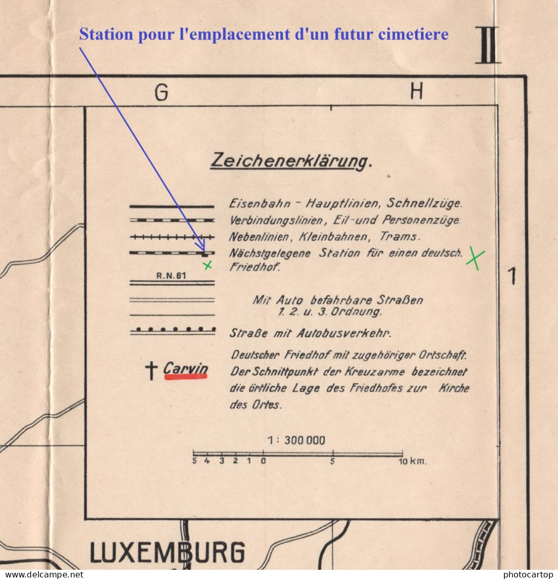 CARTE TOPOGRAPHIQUE Allemande-GUERRE 14-18-1 WK-Cimetières-Voies Ferrees-Lignes FELDBAHN-FRANCE NORD-EST - Cimetières Militaires