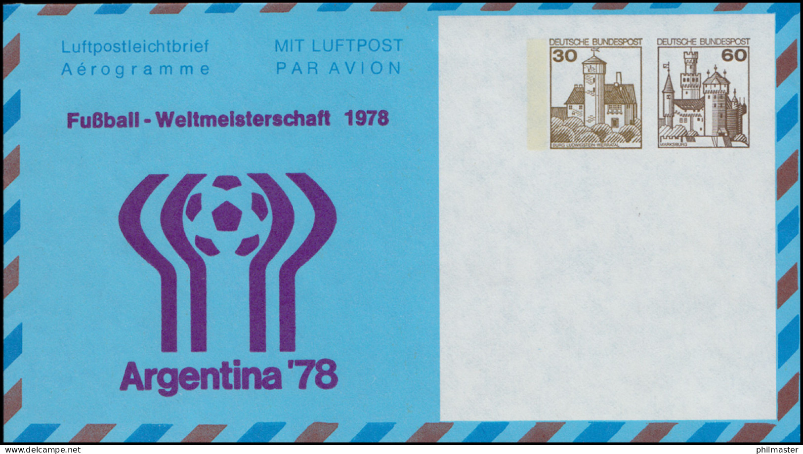 Privatfaltbrief / Aerogramm PF 30/2 Fußball-WM Argentina'78, Postfrisch  - Privé Briefomslagen - Ongebruikt