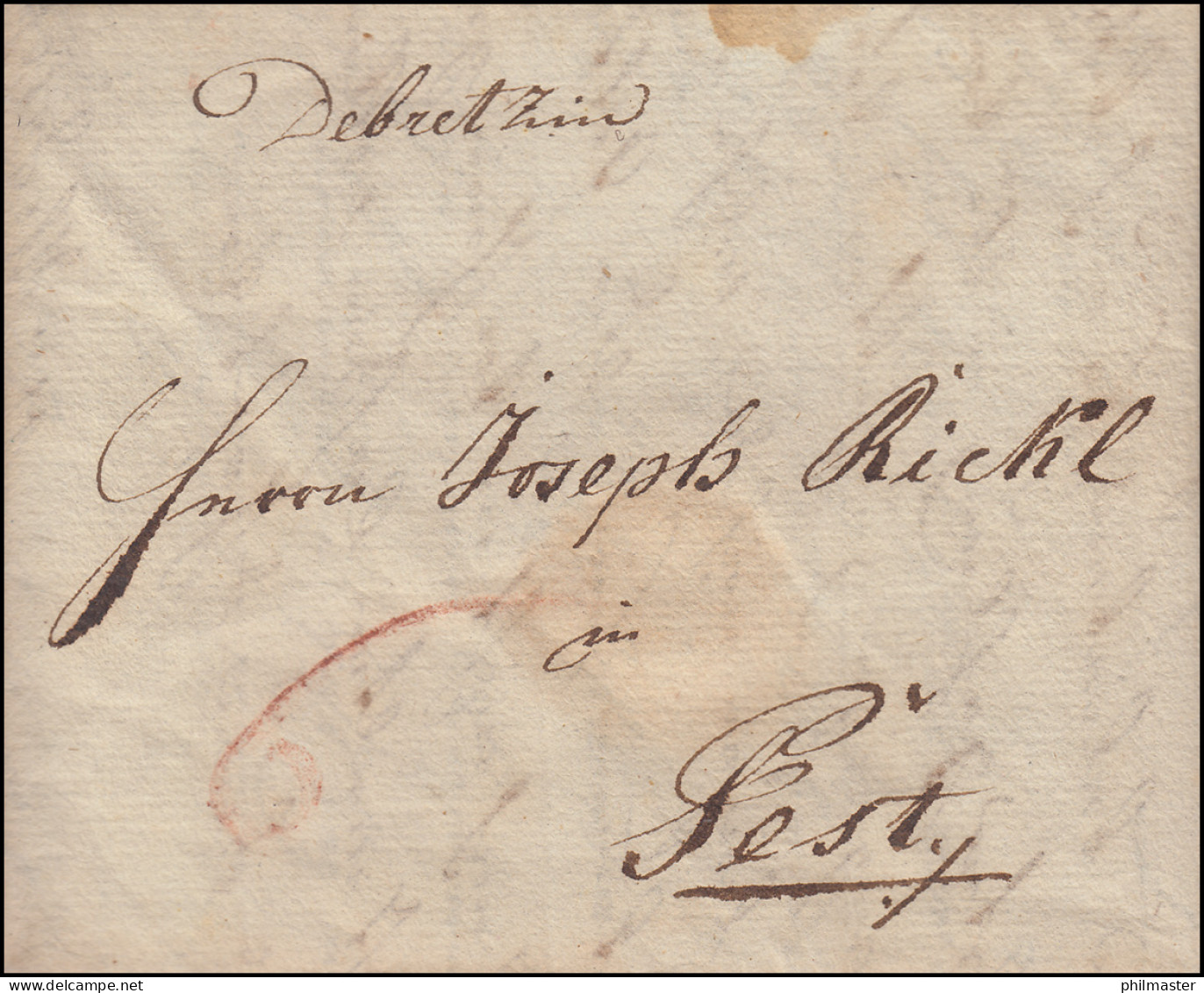 Ungarn Vorphilatelie Brief Aus DEBREZIN Nach PESTY Vom 22. November 1801 - ...-1867 Vorphilatelie