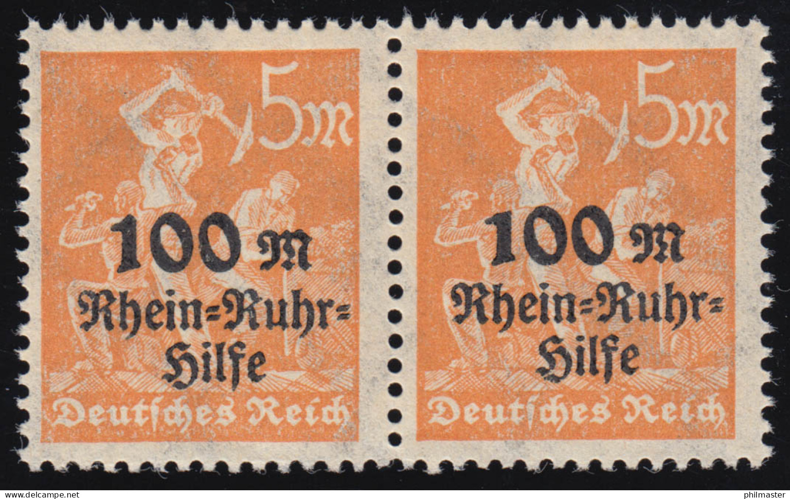 258AFIII Rhein-Ruhr-Hilfe 5 Mark Im Paar Mit AF III: Kleine Abgeflachte 1, ** - Variétés & Curiosités