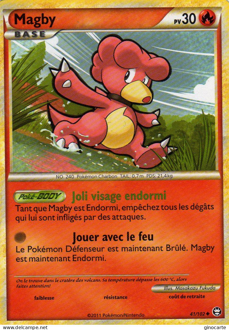 Carte Pokemon 41/102 Magby 30pv 2011 - Sonstige & Ohne Zuordnung