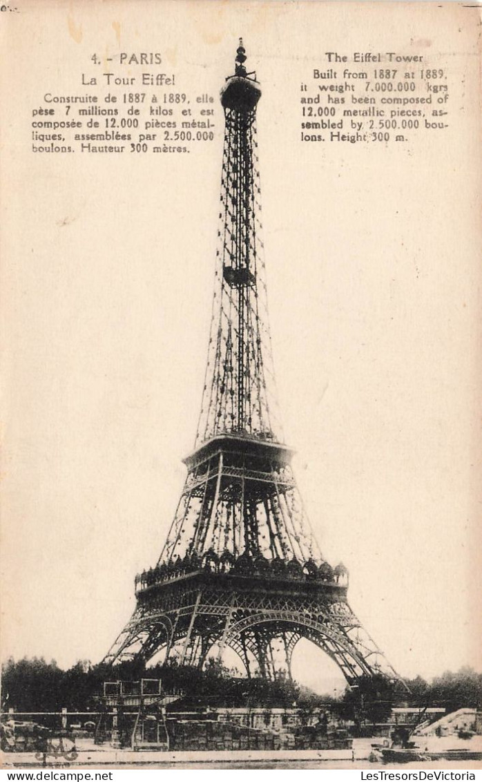 FRANCE - Paris - Vue Générale De La Tour Eiffel - Carte Postale Ancienne - Eiffelturm