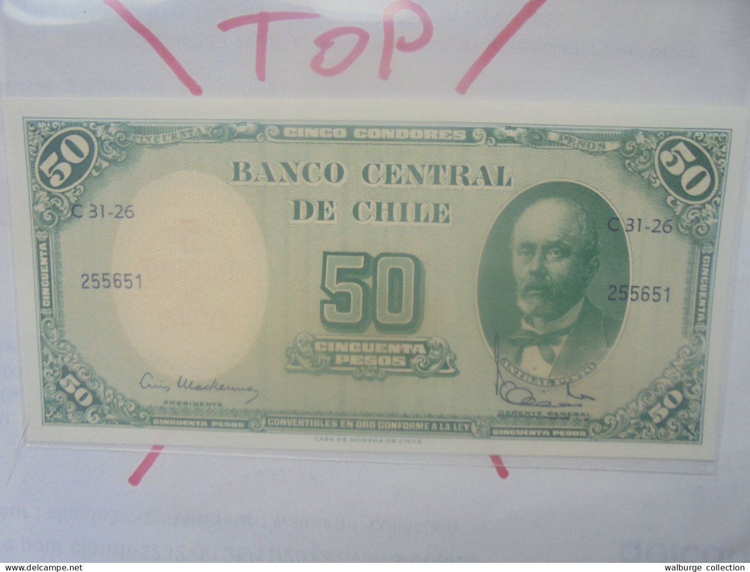 CHILI 5 Centimos/50 Pesos ND (1960-61) Neuf (B.33) - Chile