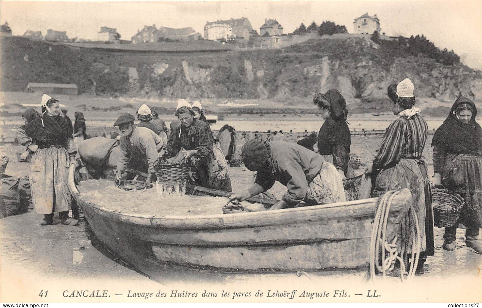 35-CANCALE- LAVAGE DES HUITRES DANS LES PARCS DE LEHOËRFF AUGUSTE FILS - Cancale