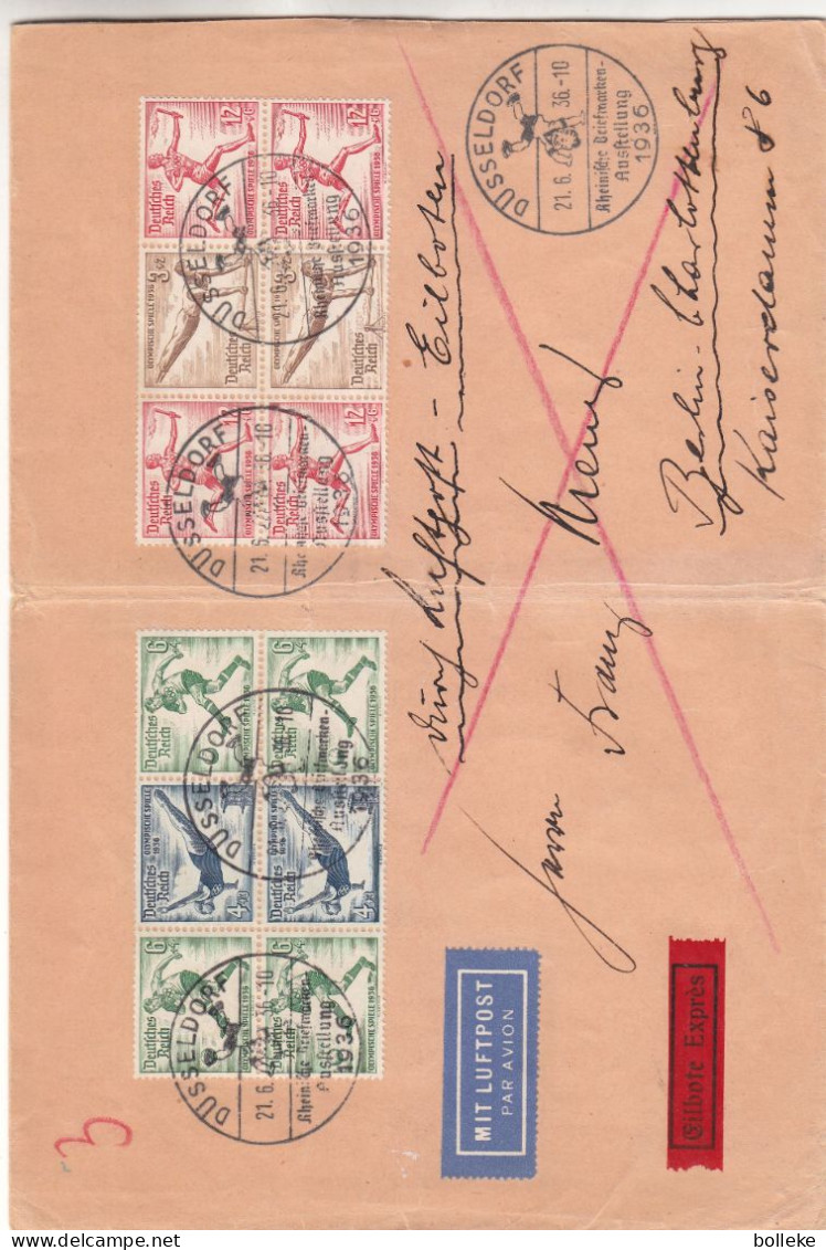 Jeux Olympiques Berlin - Allemagne - Troisième Reich - Lettre Exprès De 1936 - GF - Oblit Düsseldorf - Exp Vers Berlin - Estate 1936: Berlino