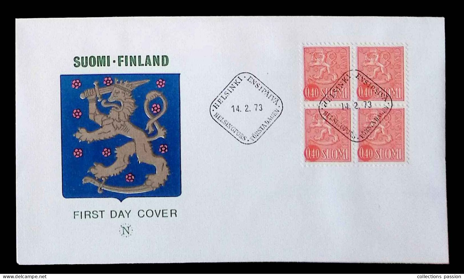 CL, Lettre, FDC, Suomi-Finland, Helsinki, 12-2-73, Bloc De 4 Timbres - Briefe U. Dokumente