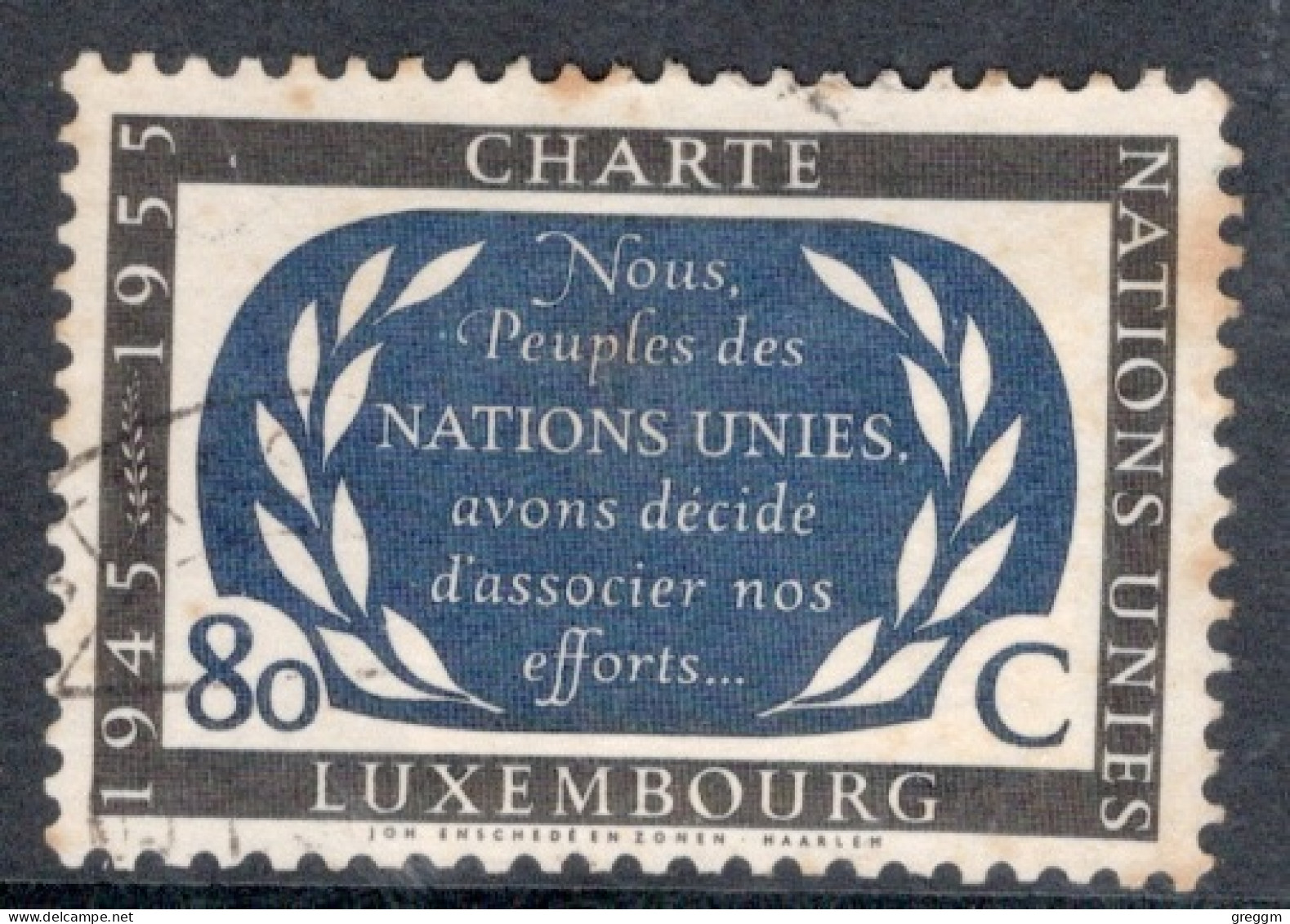 Luxembourg 1955 Single Stamp For The 10th Anniversary Of The United Nations In Fine Used - Usati