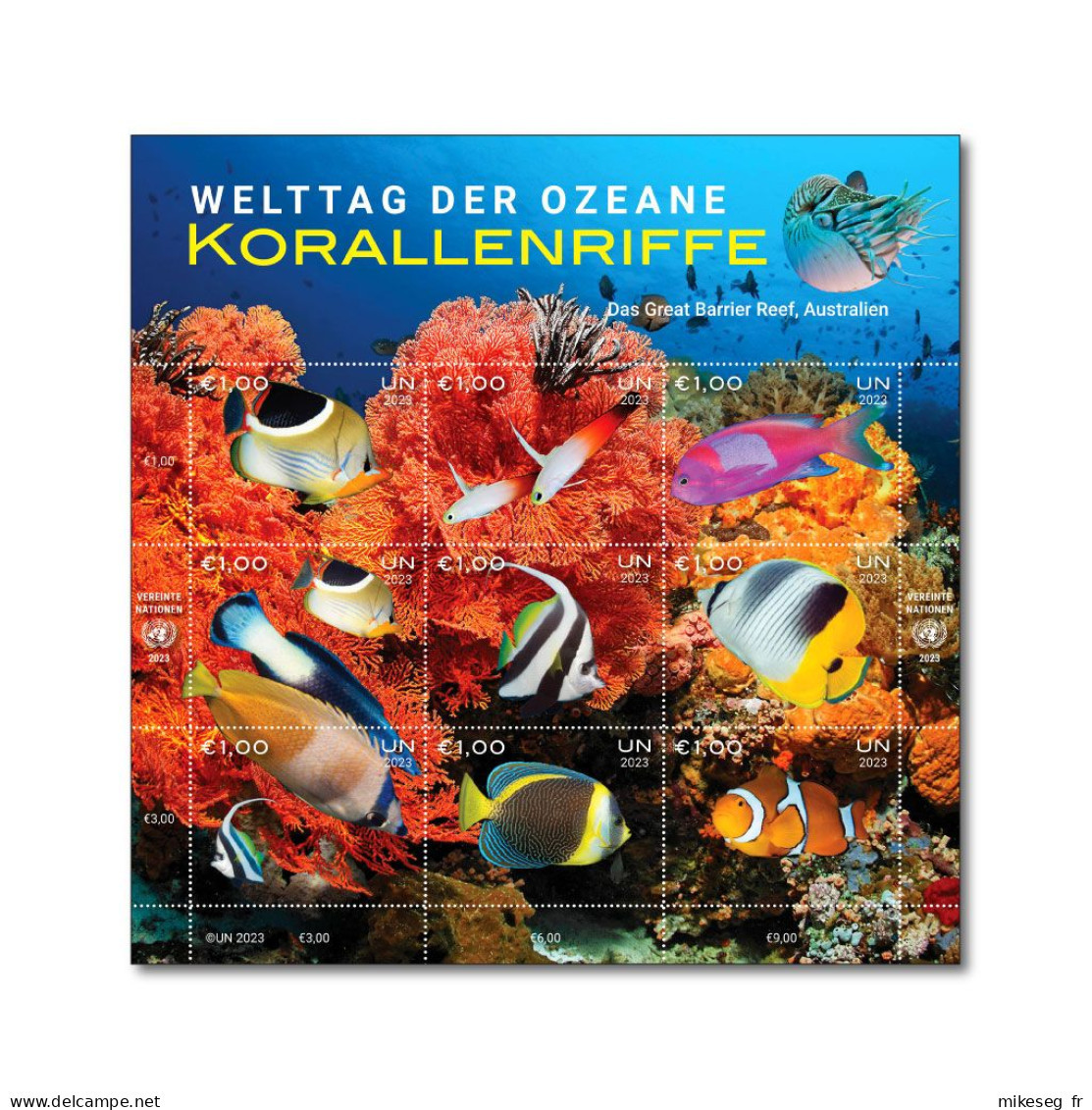 ONU Vienne 2023 - World Oceans Day - Coral Reefs ** - Blocks & Sheetlets