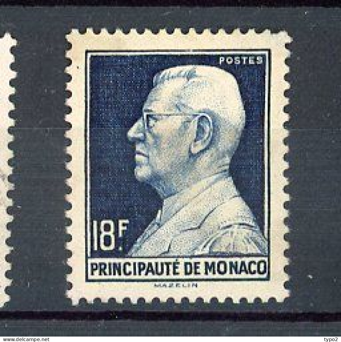 MONACO - Yv. N° 306  (*)  18f Louis II Cote 8 Euro BE  2 Scans - Gebraucht