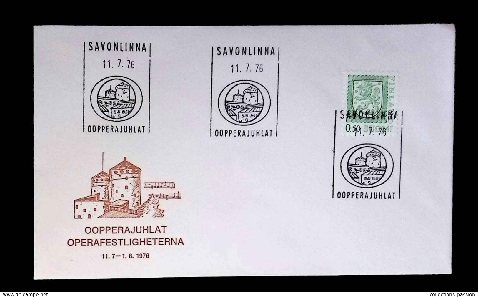 CL, Lettre, FDC, Suomi-Finland, Savonlinna, 11-7-76, Oopperajuhlat - Briefe U. Dokumente