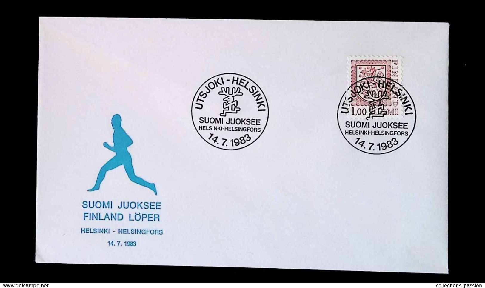 CL, Lettre, FDC, Suomi-Finland, Utsjoki-Helsinki, 14-7-1983, Suomi Juoksee - Storia Postale