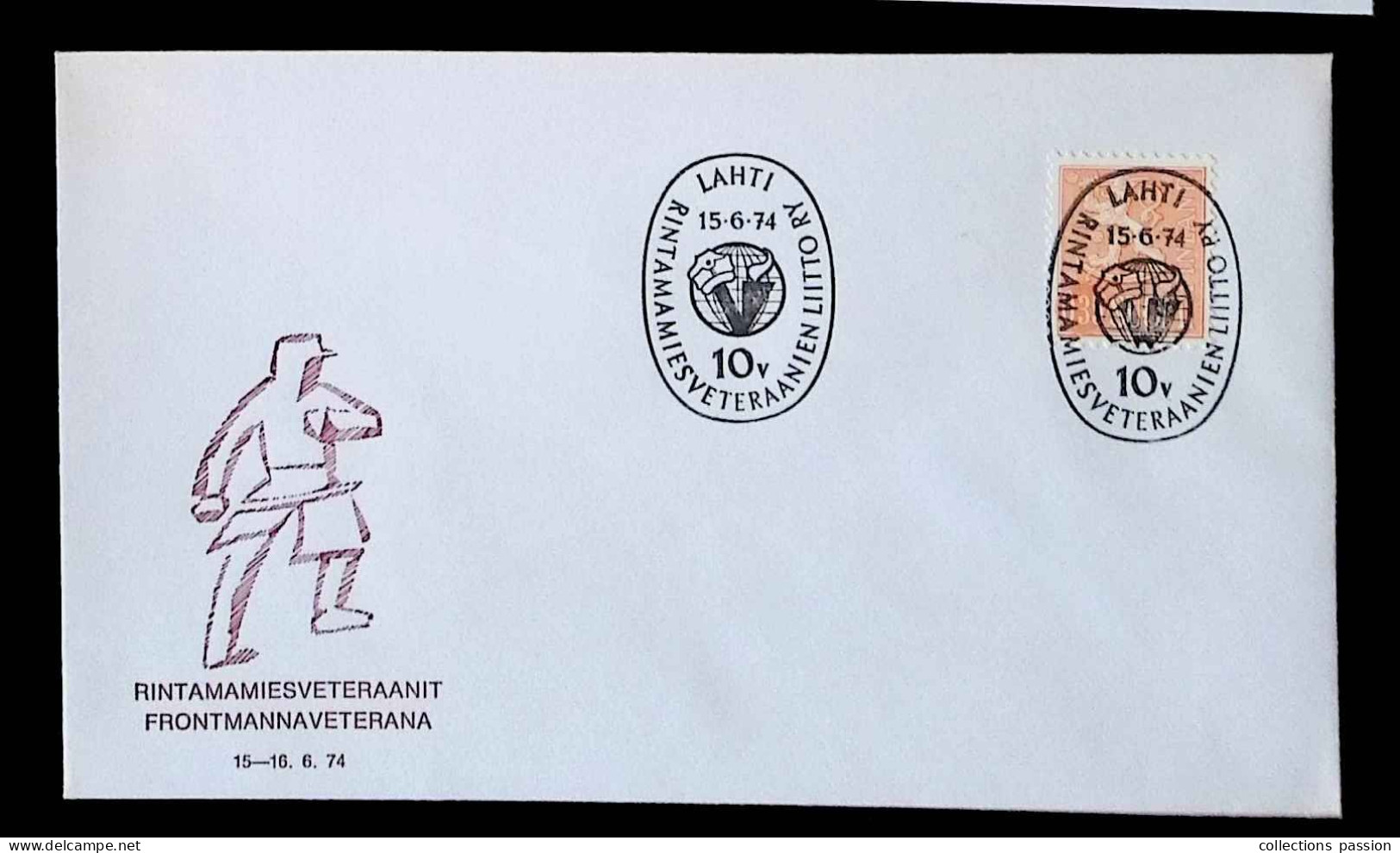 CL, Lettre, FDC, Suomi-Finland, Lahti, Rintamamiesveteraanien Liitto RY, 15-6-74 - Covers & Documents