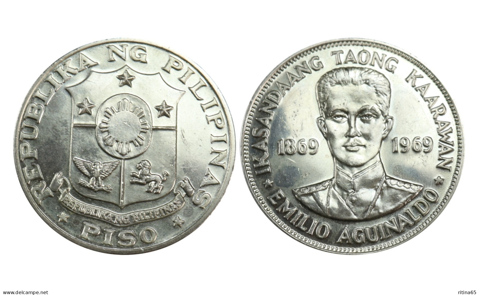 FILIPPINE !!! 1 PISO 1969 EMILIO AGUINALDO IN ARGENTO KM# 201 - Philippines