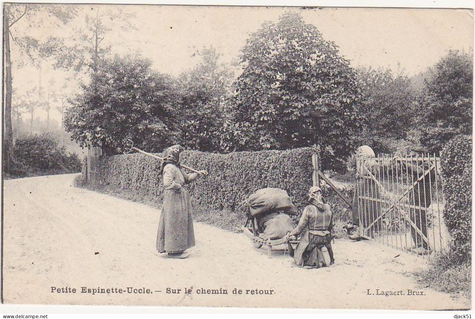 Belgique / Petite Espinette-Uccle - Sur Le Chemin De Retour (Paysannes, Sacs, Brouette) - 1910 - Uccle - Ukkel