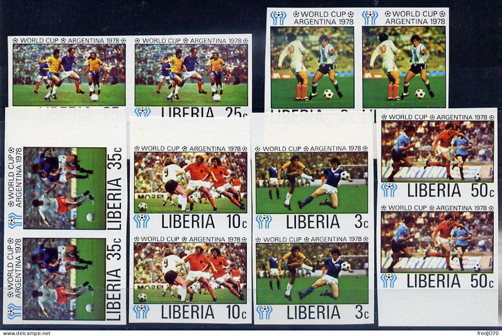 Liberia Série Complète Paires Non Dentelé Imperf Football CM 78 ** - 1978 – Argentine