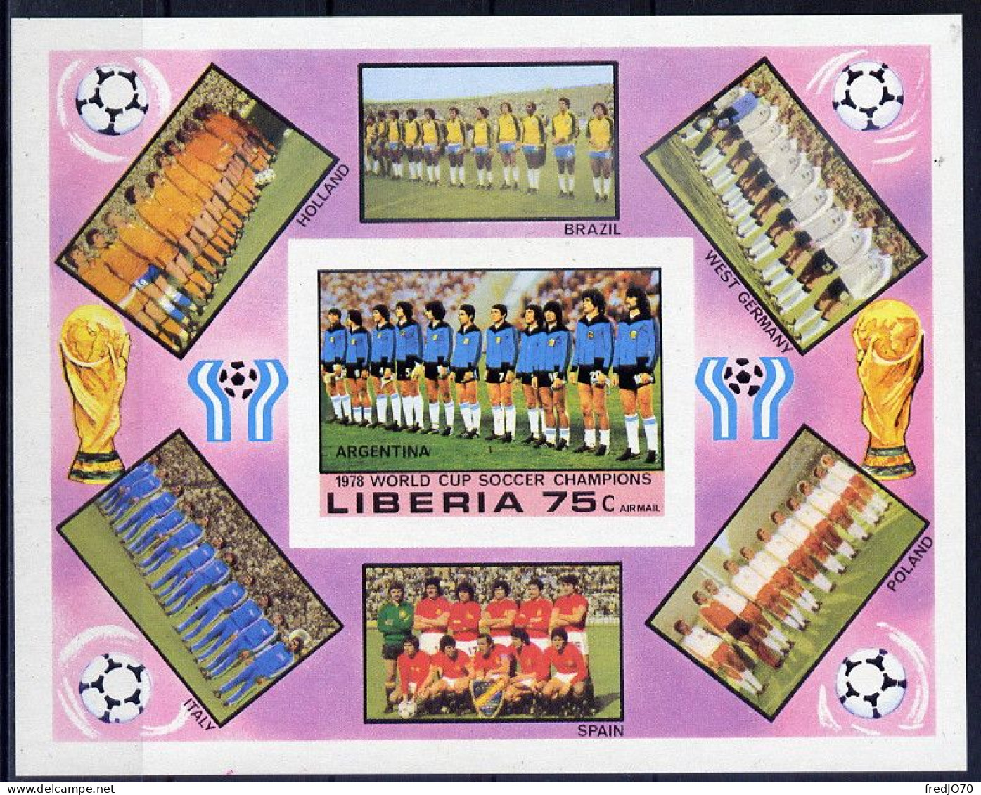 Liberia Bloc Non Dentelé Imperf Football CM 78 ** - 1978 – Argentine