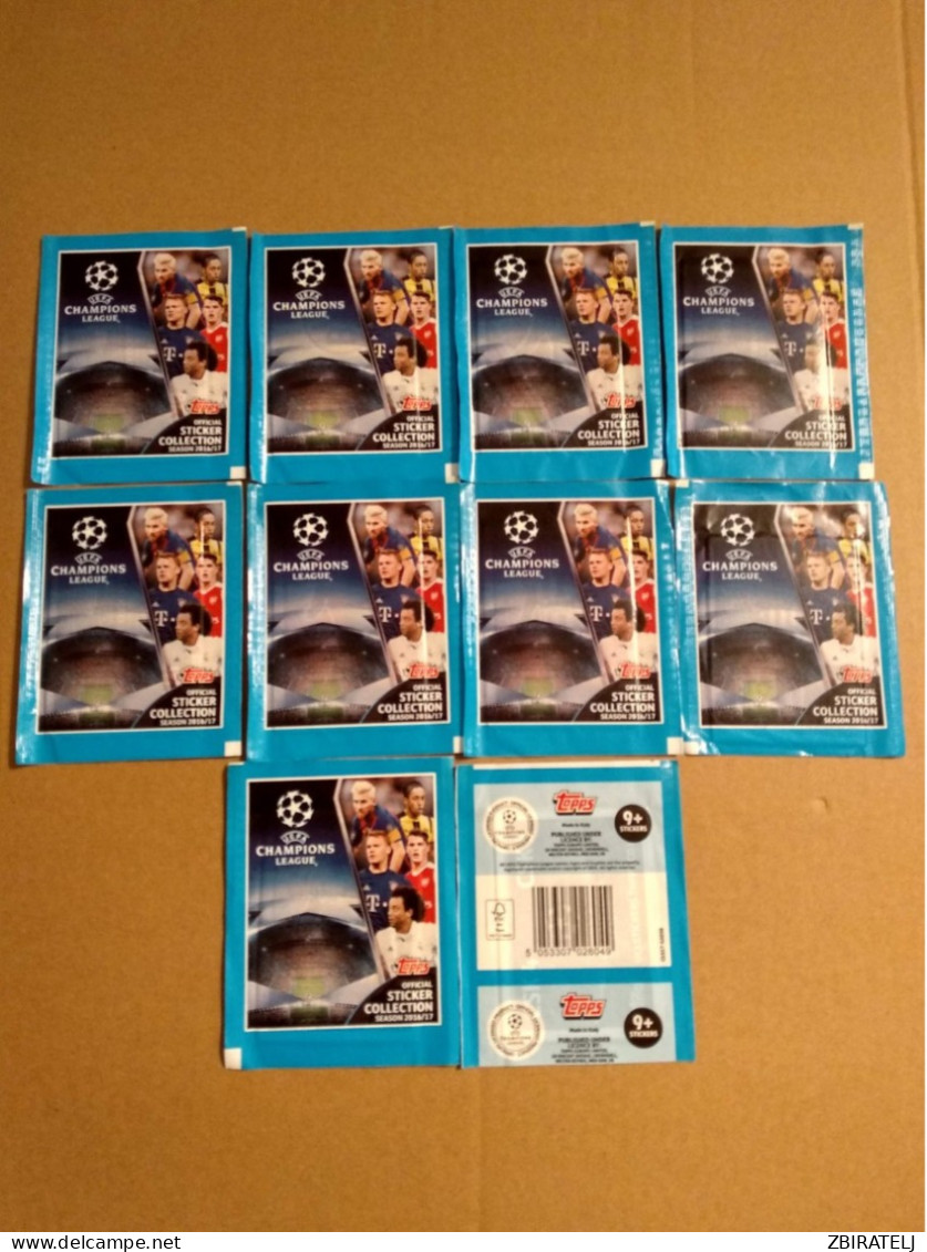 10 X TOPPS UEFA CHAMPIONS LEAGUE 2016/17 Tüte Bustina Pochette Packet Pack - Edición  Inglesa