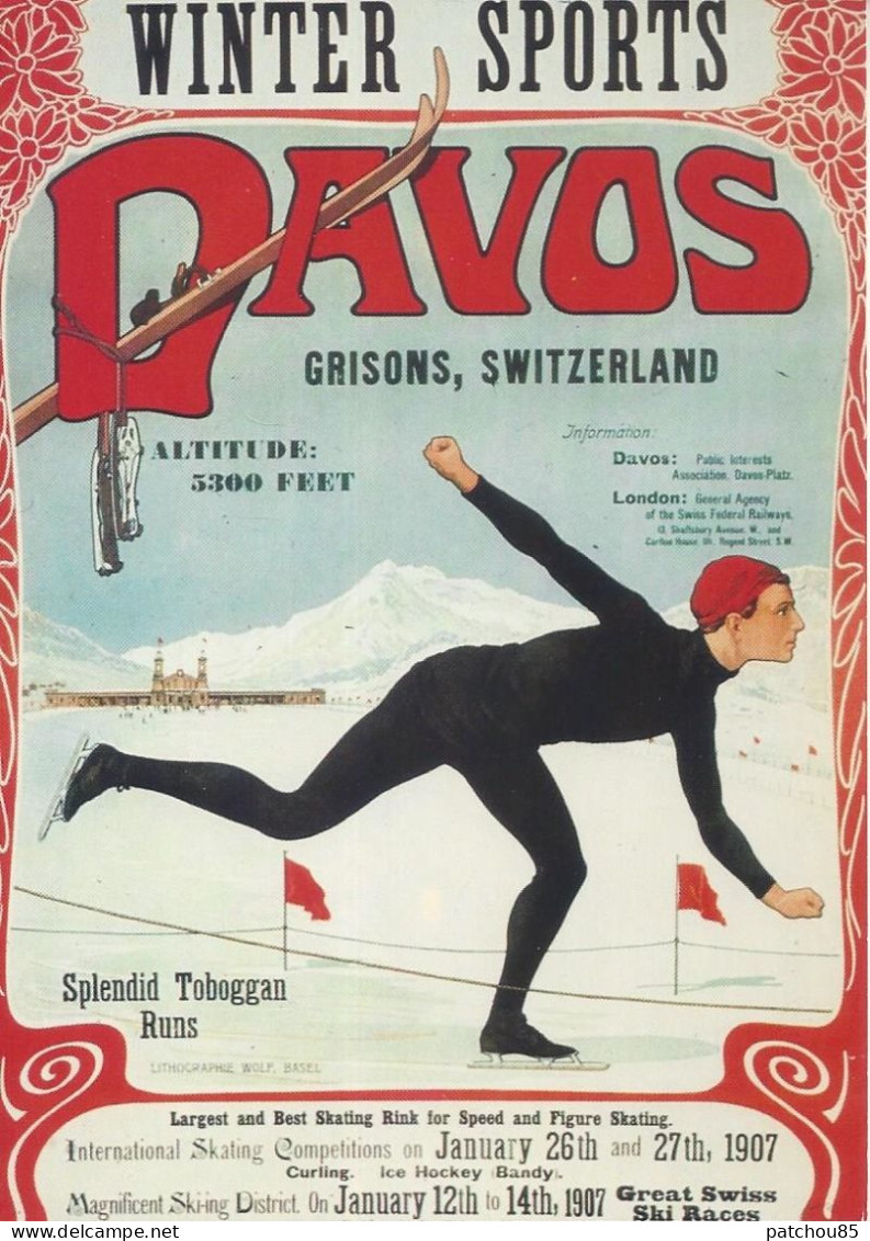 CPM   Reproduisant Les Affiches Publicitaire  De   Davos Winter Sports  Grisons Switzerland   Patinage - Pattinaggio Artistico