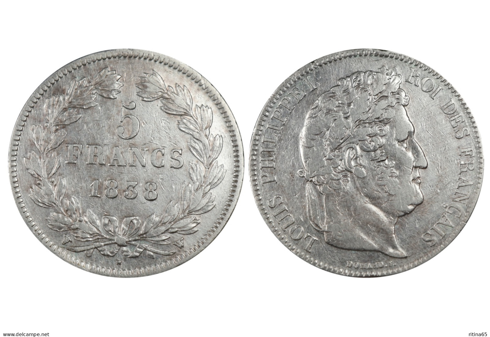 FRANCIA 5 FRANCS 1838 W LILLE IN ARGENTO KM# 749.13 - 5 Francs