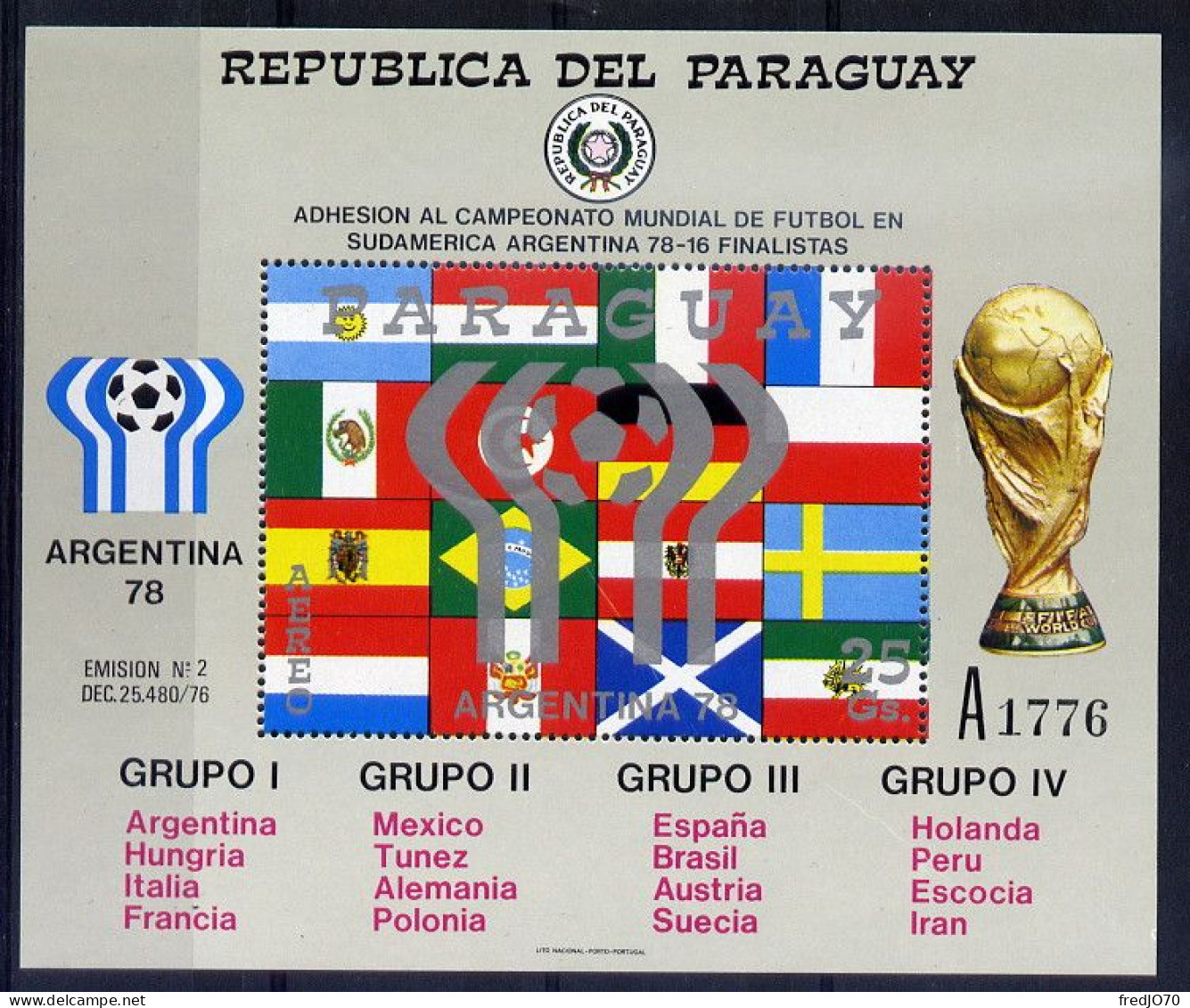 Paraguay Blocs A-B Logo Drapeaux Football CM 78 ** - 1978 – Argentine