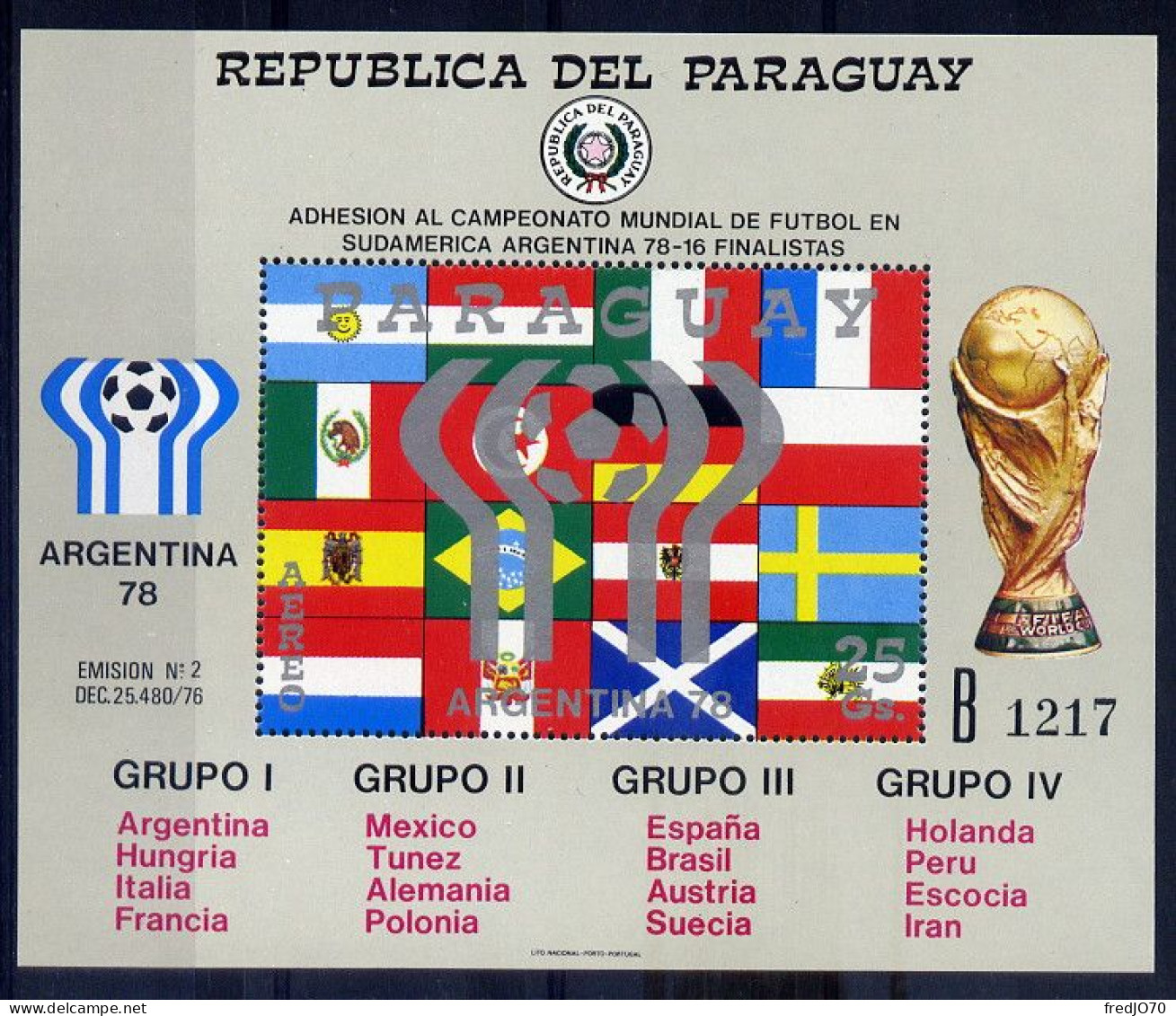 Paraguay Blocs A-B Logo Drapeaux Football CM 78 ** - 1978 – Argentine