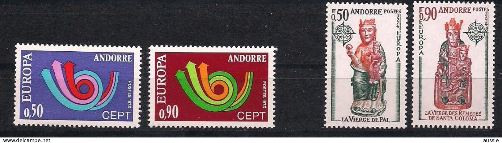 Cept 1973-1974 Andorre Français Andorra Yvertn° 226-227 Et 237-238 *** MNH   Cote 95 € - 1974