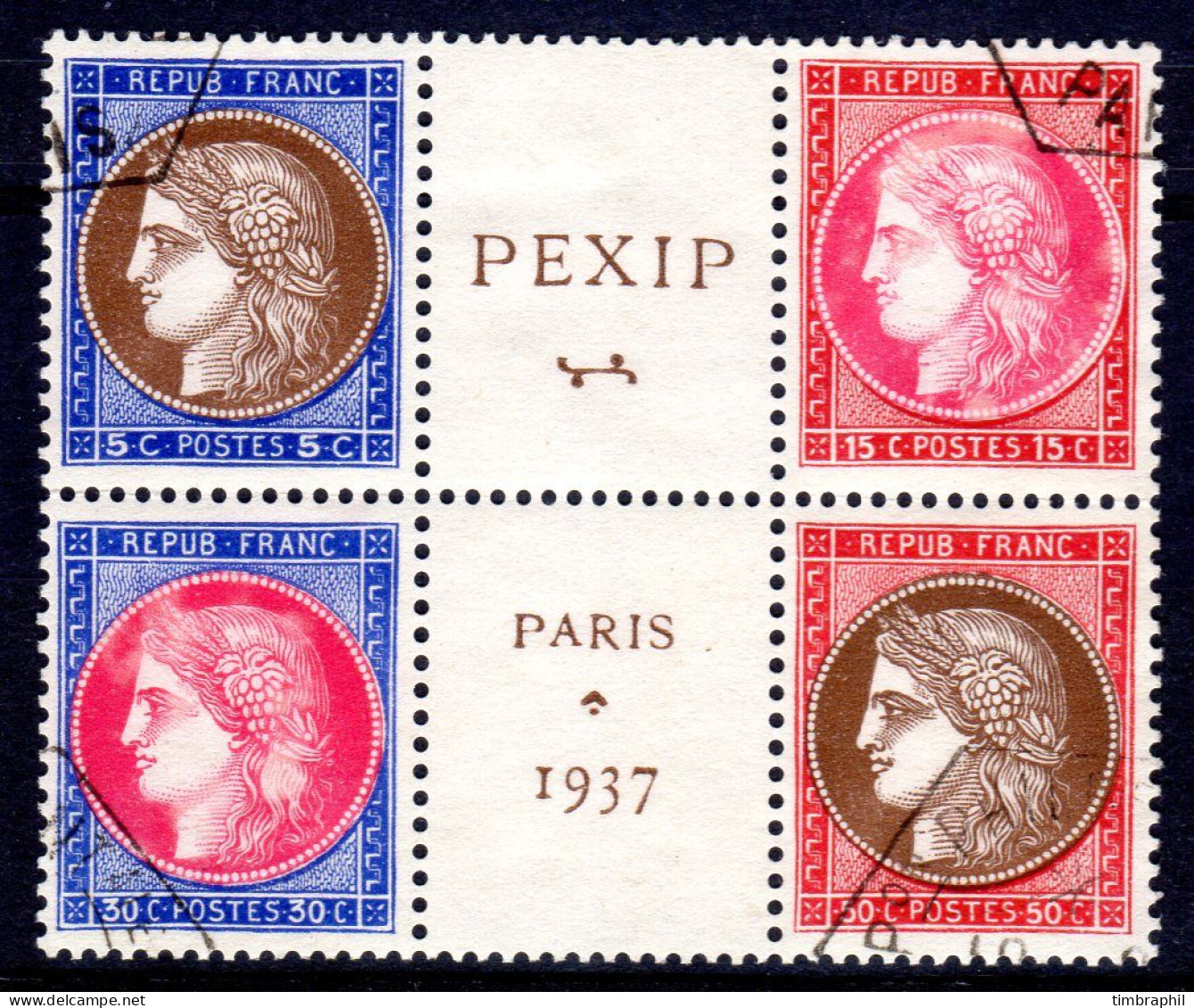 N° 348 à 351 (PEXIP PARIS 1937) Oblitérés SUPERBES: COTE= 400 € - Oblitérés