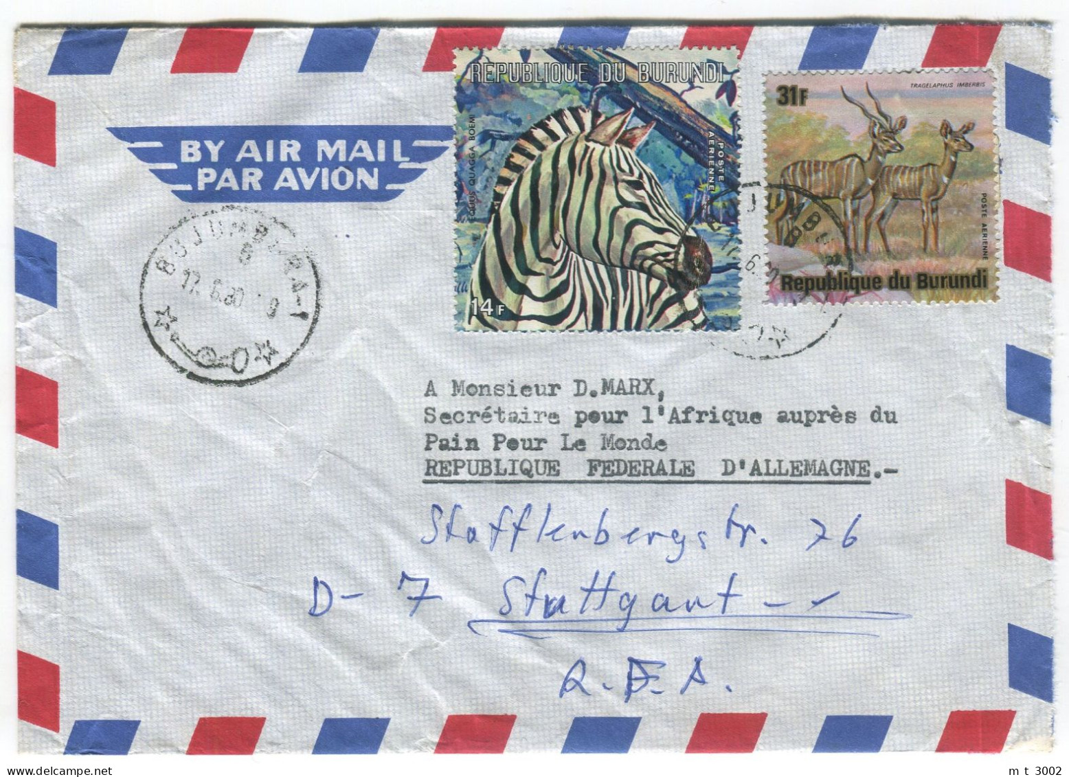 Cover Burundi 1980 Bujumbura Zebra Lesser Kudu - Covers & Documents