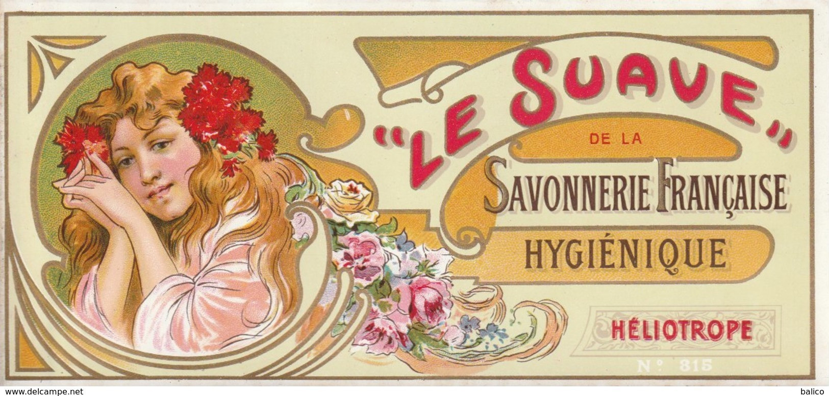 Étiquettes De Savon,  Le Suave - Héliotrope - Savonnerie Française - ( 196 Mm X 92 Mm ) - Etiketten