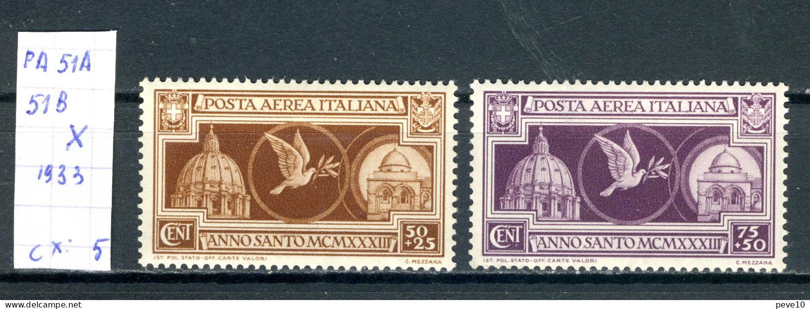 Italie  PA N° 51 A/51 B   X             (Année Sainte) - Poste Aérienne