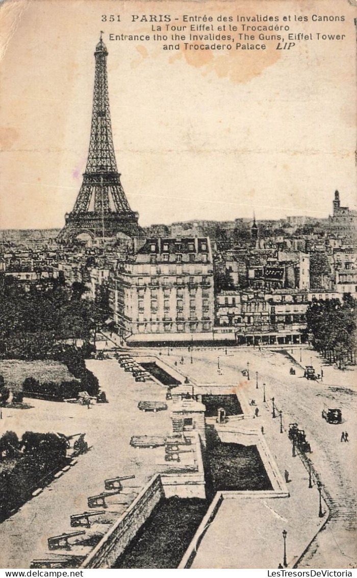 FRANCE - Paris - Tour Eiffel Et Le Trocadéro - Entrée Des Invalides Et Les Canons - Carte Postale Ancienne - Eiffelturm