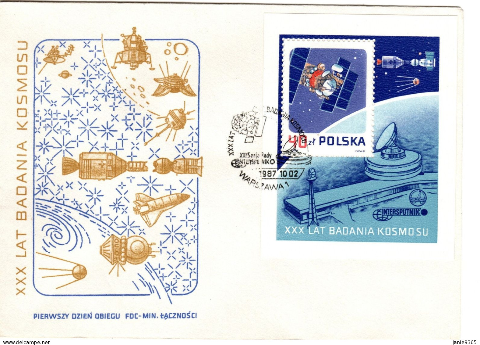 Poland 1987 1st Artificial Satellite Sputnik Mini Sheet FDC - FDC