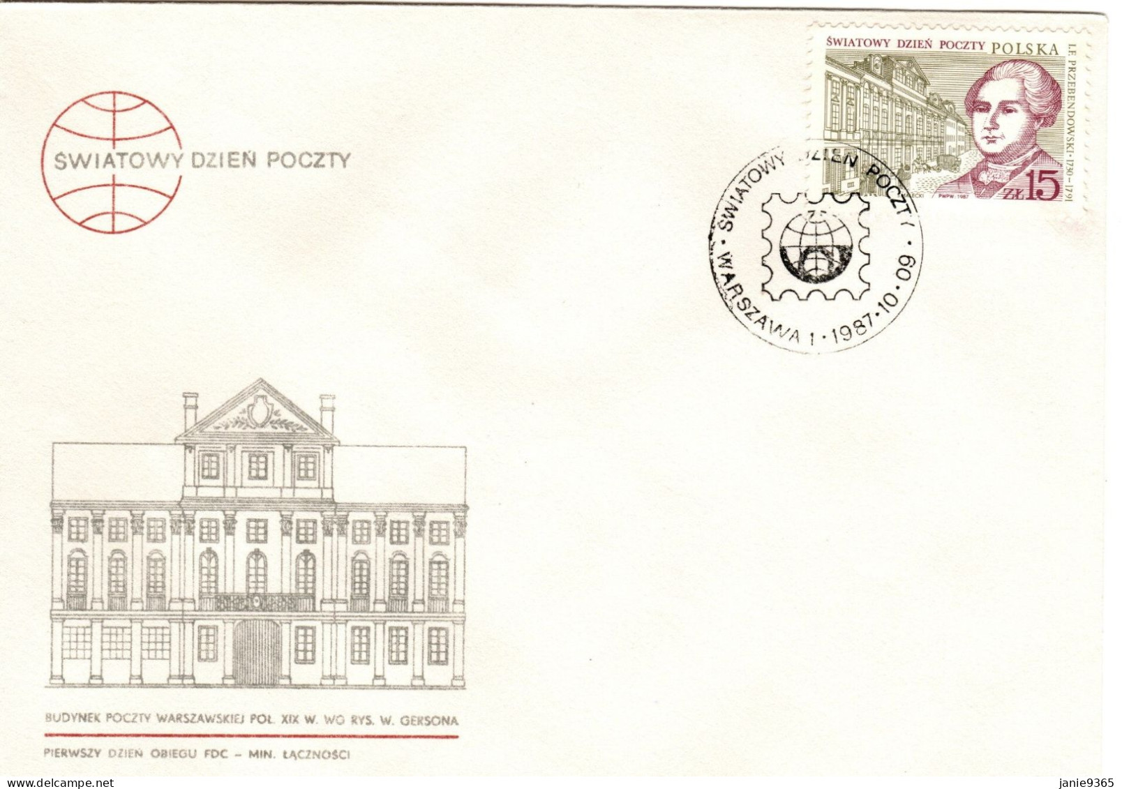 Poland 1987 World Post Day  First Day Cover - FDC