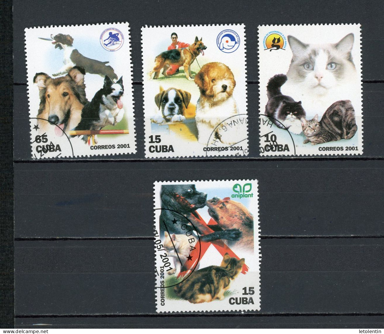 CUBA -  CHIENS ET CHATS  N°Yt 3927+3928+3929+3930 Obli. - Usati