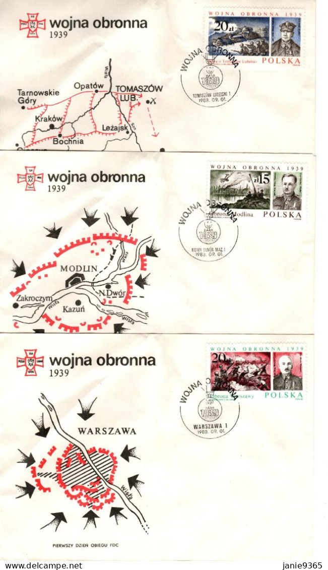 Poland 1988 Battle Scenes Set 3 First Day Covers Paper Folds - FDC