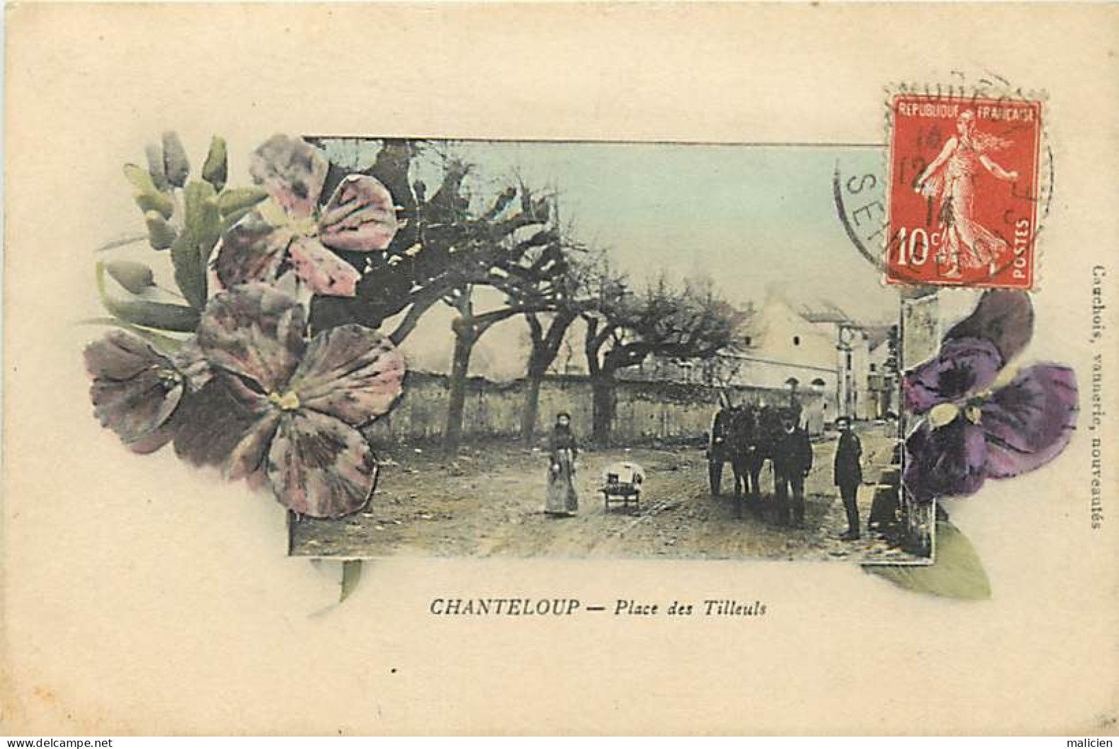 - Yvelines -ref-C47- Chanteloup Les Vignes - Place Des Tilleuls - Attelage - Pourtour Fleurs - - Chanteloup Les Vignes