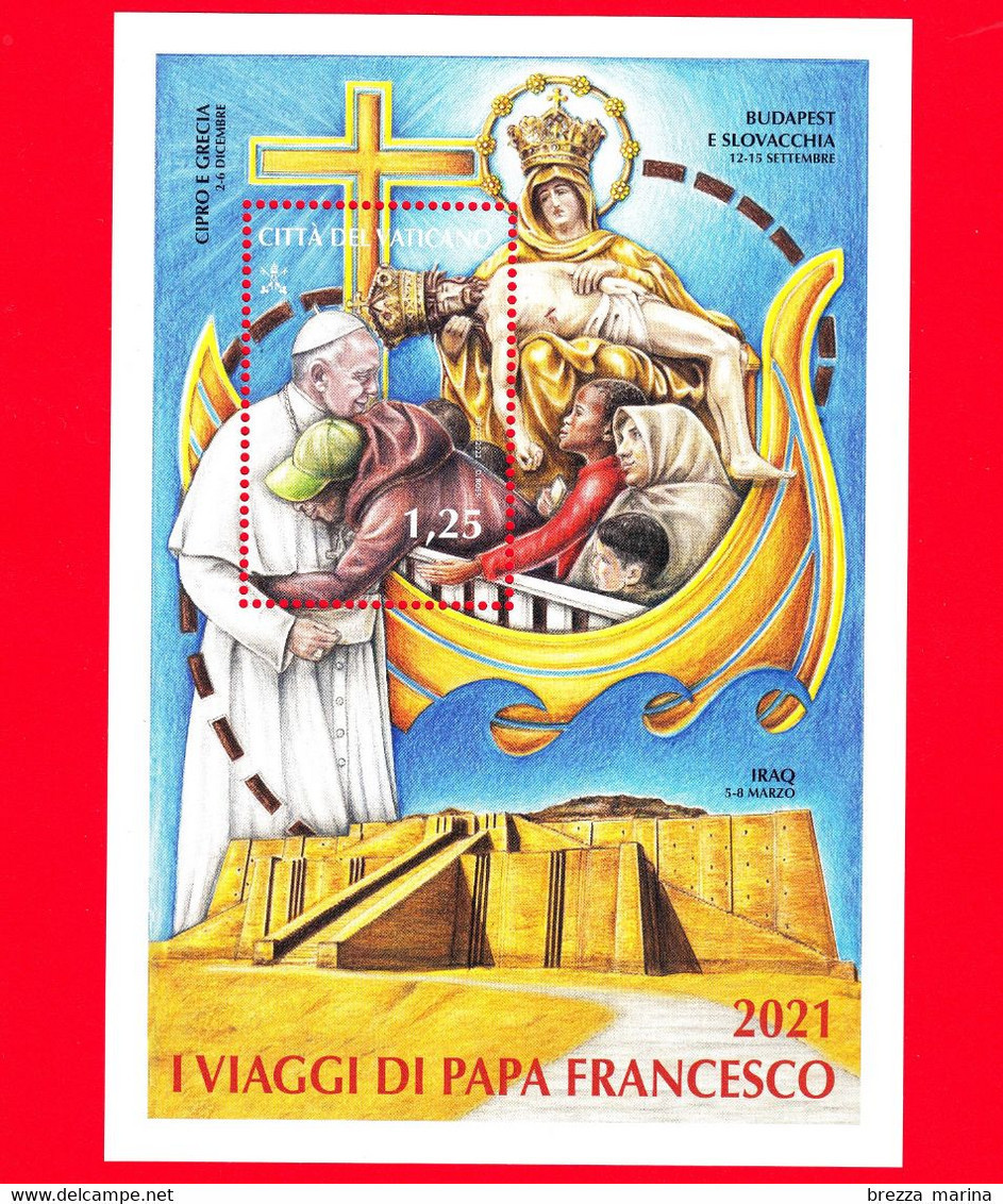 Nuovo - MNH - VATICANO - 2022 - I Viaggi Di Papa Francesco Nel 2021: Iraq, Slovacchia, Cipro E Grecia – 1.25 - Blocs & Feuillets