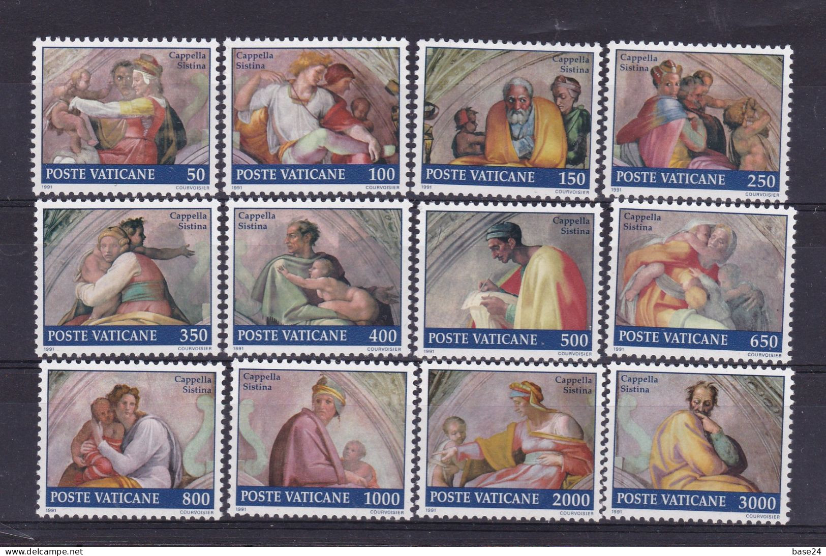 1991 Vaticano Vatican CAPPELLA SISTINA  SISTINE CHAPEL Serie Di 12 Valori MNH** MICHELANGELO Pittura Painting - Religie