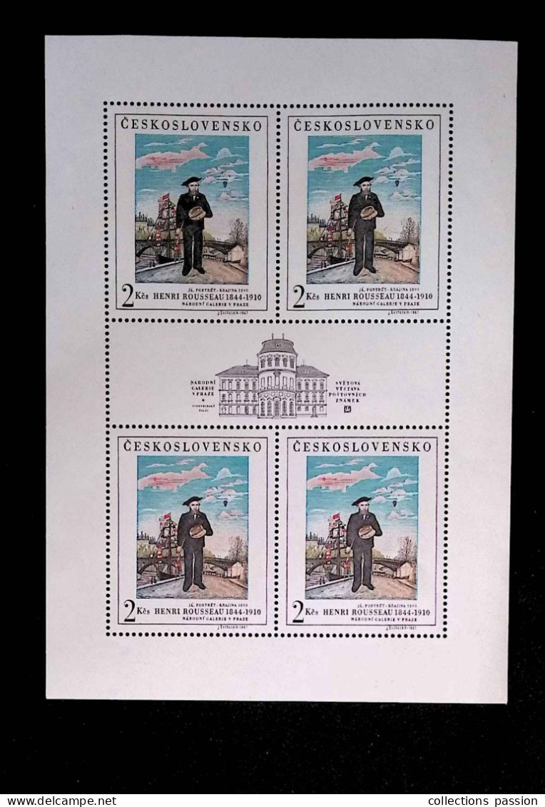 CL, Blocs-feuillets 4 Timbres,  Tchécoslovaquie, Ceskoslovensko, Neuf, Henri Rousseau, 1967, 2 Scans, Frais Fr 1.75 E - Blocks & Sheetlets