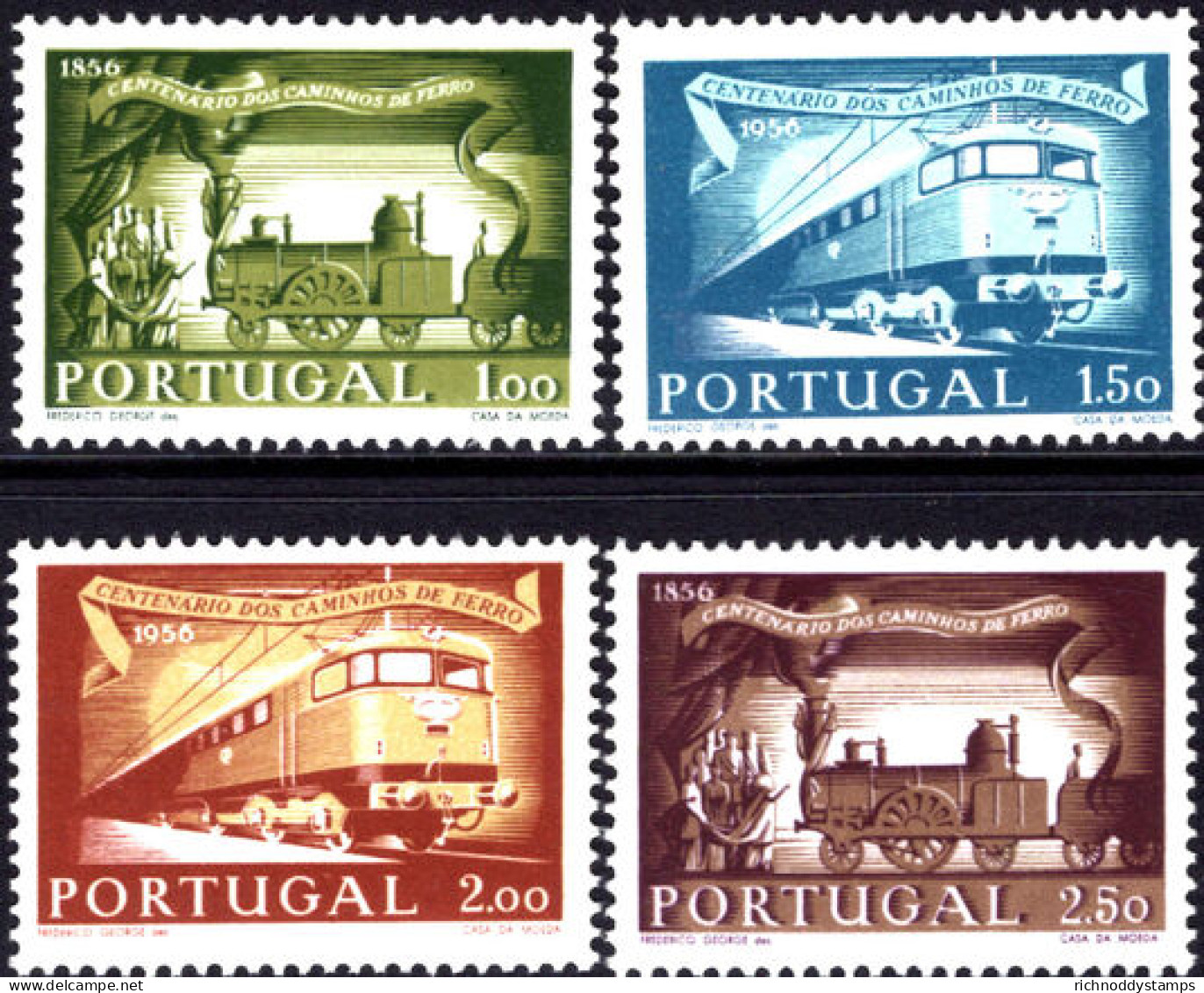 Portugal 1956 Centenary Of Portuguese Railways Unmounted Mint. - Unused Stamps