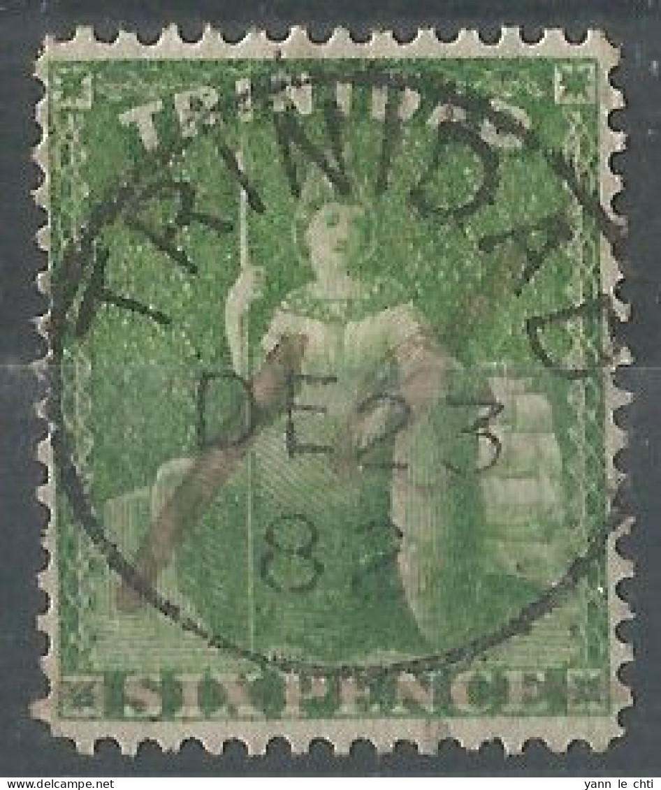 Trinidad Trinite Et Tobago Nice Cancel 1882  6d Six Pence Bright Yellow-green Crown CC Perf 14 Used - Trinidad & Tobago (...-1961)